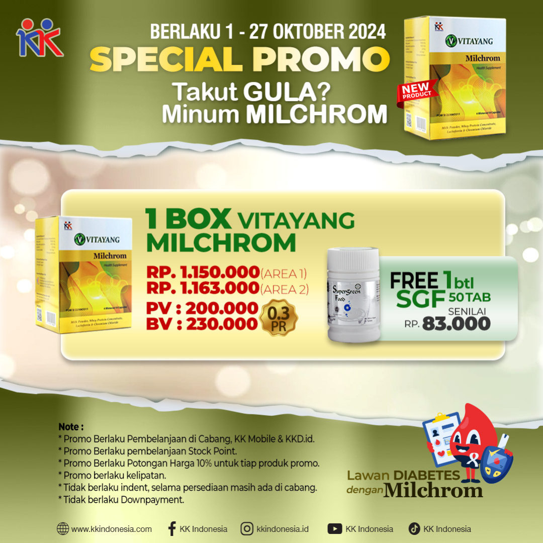 PROMO 1 BOX MILCHROM, 1 BTL SGF 50TAB